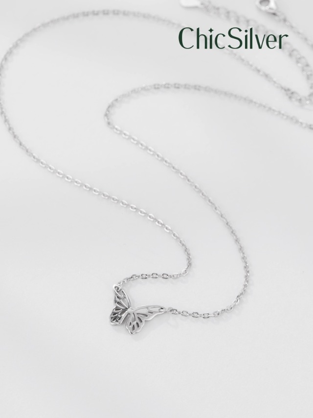 925 Sterling Silver Butterfly Necklace for Girls, Dainty Cute Butterfly Pendant Necklace for Women Minimalist Everyday Jewelry