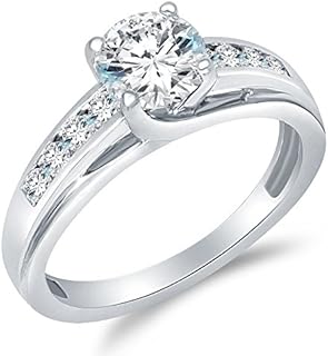 925 Sterling Silver Round Solitaire Engagement Ring with Cubic Zirconia for Women, Timeless Design