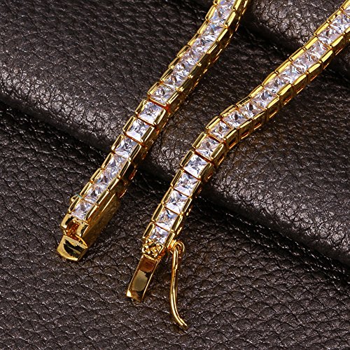 1 Row AAA All Iced Out Tennis Bling 4-6mm Square Cut Lab Simulated Diamond Bracelet 8" 7''