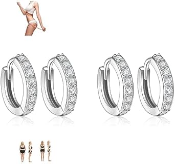 Push Back Metal Hoop Earrings for Women with Germanium for Lymphatic Drainage, Trendy Hollow Design