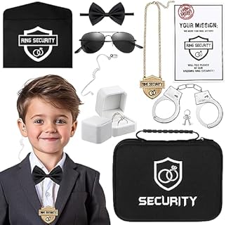 9-Piece Wedding Ring Security Set with Mission Envelope, Toy Handcuffs & Earpiece by Mepase for Teenagers - Creative & Fun Design