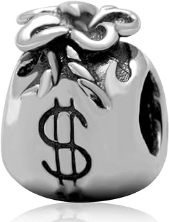 ARTCHARM 925 Sterling Silver Money Dollar Pocket Bag Pouch Purse Bead For European Charm Bracelet