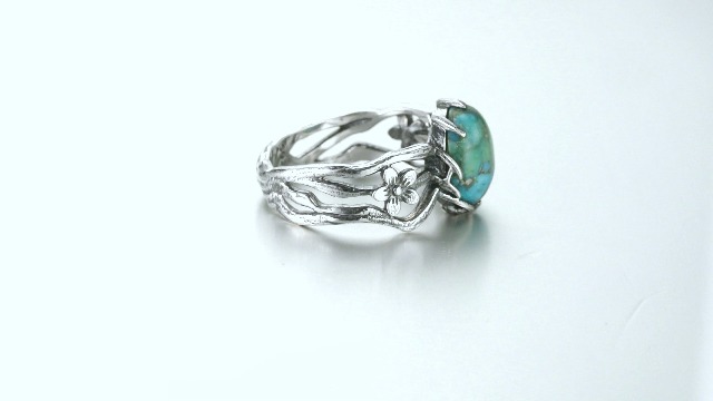 Opal Ring/Turquoise Ring/Lotus Ring 925 Sterling Silver Statement Rings Boho Flower Ring for Women Jewelry Gifts Size 5-9