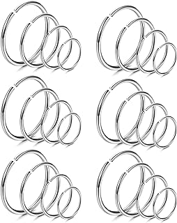 LOYALLOOK 18-24Pcs 20G 316L Stainless Steel Nose Ring Hoop Cartilage Hoop Septum Piercing 6-12mm