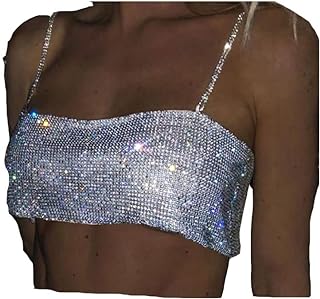 Silver Rhinestone-Adorned Crop Top Body Chain by Evild with Adjustable Backless Design, Alloy Construction for Women and Girls