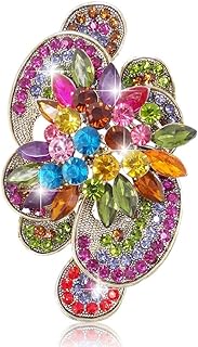 EVER FAITH Vintage Inspired Crystal Rhinestone Brooch - Alloy, Multicolor with Pin Clasp, Symmetry Marquise Design
