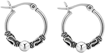 Savlano 925 Sterling Silver Bohemian Tribal Bali Hoop Earrings for Women & Girls-Made in Italy Comes With Savlano Gift Box