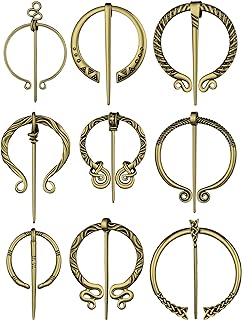Sasylvia 9 Pcs Medieval Cloak Pin Vintage Viking Brooch Celtic Shawl Scarf Cloak Clasp for Women Clothes Costume Accessory