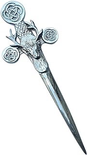 Pin-Clasp Brass Celtic Thistle Kilt Pin Brooch - No Gemstone - Featuring Thistle Sword Design - Ideal for Cultural Appreciators - 1.25" in Width