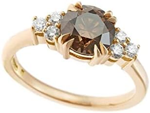 2.00Ct Round Cut Chocolate Diamond prong set Engagement Wedding Ring 14k Yellow Gold Finish