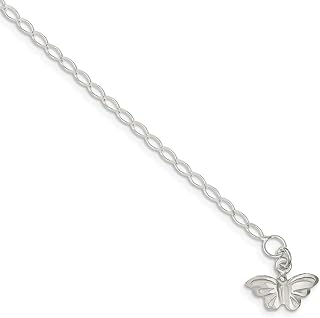 925 Sterling Silver Flat back Solid Polished Butterfly Angel Wings Anklet 10 Inch Spring Ring Jewelry for Women