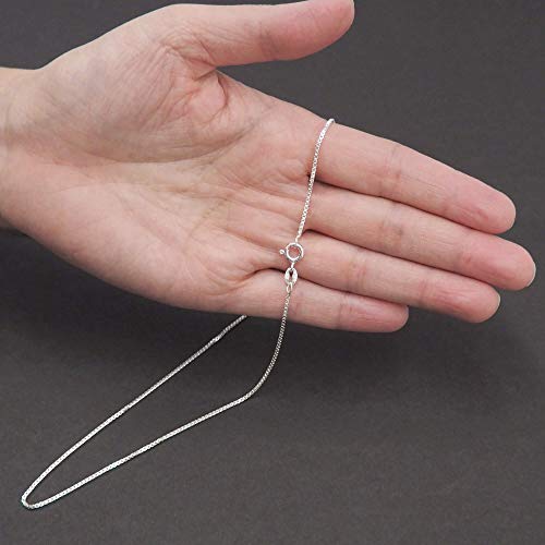 1.3mm Sterling Silver Box Chain – Simple Silver Box Chain Necklace 16-36-inch – Exquisite Silver Box Chain Necklace for Men or Women – No Nickel Sterling Silver