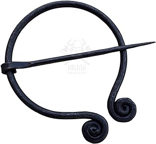 Viking Traders Vintage Brooch Cloak Pin Scarf Shawl Buckle Clasp Pin Brooch Penannular Brooch for Costume Accessory, Antique Handforged metal finish