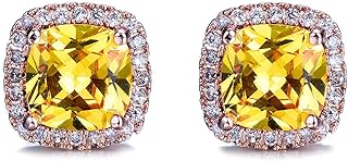 Platinum Rose Gold Plated Cluster Style Simulated Cubic Zircon Fire Opal Stud Earrings