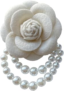Wool Camellia Flower Pearl Tassel Brooches Pins Delicate Flowers Brooch Classic for Wedding Party Dance Banquet for Women Ladies Dainty Elegant Beautiful Lapel Pins Dress Suit Ceremony Clothes Accessories Jewelry Mother's Day Valentine's Day Decor Christmas Birthday Gifts