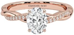 Twist Clasp Rose Gold Engagement Ring with Oval Cut Moissanite Gem for Her - Unique Modern Design