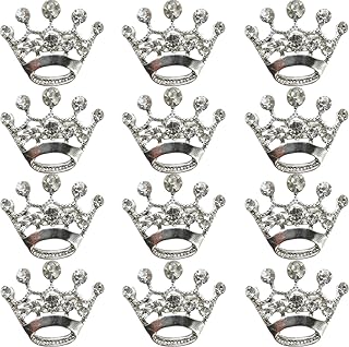 12PCS Tiara Crown Brooch Pin Wedding Party Pageant Brooch (Silver)