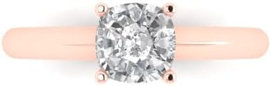 Clara Pucci 1.0Ct Cushion cut Lab Created Grown Diamond SI1-2 G-H 10K Yellow Gold Solitaire Engagement Promise Bridal Anniversary Ring