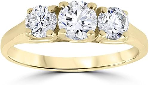 P3 POMPEII3 1ct Three Stone Diamond Engagement Womens Anniversary Ring 14k Yellow Gold