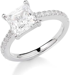 VOUS 3 carat Simulated Diamond Solitaire Engagement Rings Assorted shapes in Solid Sterling Silver & CZ