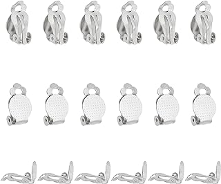 UNICRAFTALE 50pcs Stainless Steel Clip-on Earring Findings Flat Round Blank Tray Earrings Non-Pierced DIY Earrings Metal Earring Converters for Earring Making