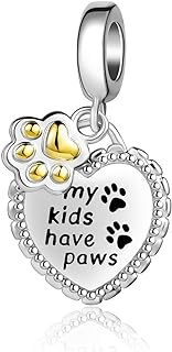 NanMuc Gold Plated Paw Print Puppy Dog Heart Pet Cat Aninmal Pandora Charms Bead Compatible with Women Pandora Bracelets