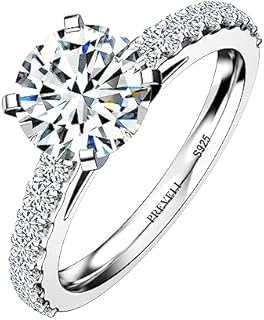 3 Carat GRA Certified D VVS Moissanite Engagement Rings For Women | Simulated Diamond Rings 925 Sterling Silver
