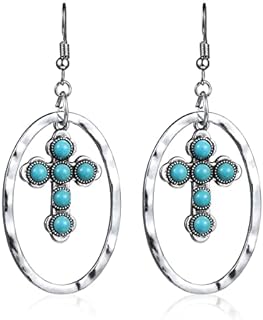 Turquoise Bohemian Dangle Earrings for Women, Turquoise Dainty Teardrop Drop Earrings Boho Hoop Healing Stone Earrings Jewelry Gifts