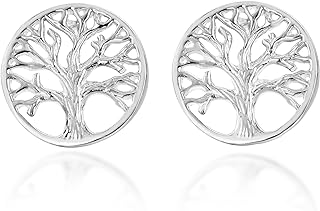 AeraVida Mystical Round Filigree Tree of Life .925 Sterling Silver Stud Earrings | Casual Sterling Silver Stud Earring for Women | Jewelry Gift for All Occasions