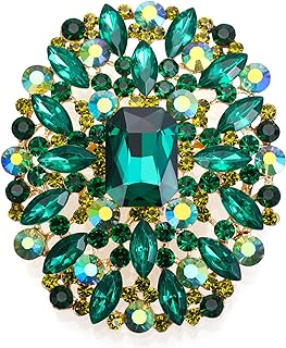 BriLove Women's Stunning Emerald Cut Square Crystal Rhinestone Marquise Cluster Brooch Pin for Wedding Party Prom