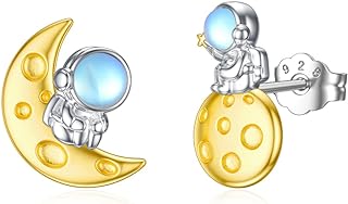 Asymmetric Saturn Stud Earrings in Sterling Silver, Hypoallergenic Space-Themed Jewelry with La Pousette Back, Perfect Gift for Women and Girls