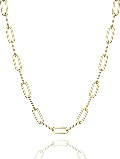 Waitsoul 925 Sterling Silver Paperclip Necklace with Lobster Claw Clasp - Unisex Curb Chain Design Necklace