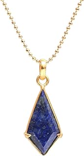 Lapis Lazuli Moonstone Bead Necklace with Fishlock Clasp and Cable Chain for Women, Unique, 14k Gold-Plated Kite Pendant Design