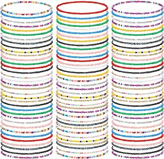 150 Pieces Elastic Beaded Anklets for Women Girls Boho Seed Bead Bracelet Set Handmade Beach Bohemian Colorful Beads Ankle Bracelets Bulk Foot Chain Summer Foot Jewelry for Women Girls
