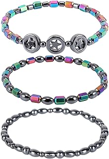 Long tiantian 3Pcs Obsidian Anklets for Swelling Tiger Eye Bracelet Magnetic Therapy Hematite Bracelet for Weight Loss Yoga Beaded Anklets for Women