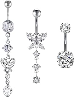 Zolure 14G 10MM Belly Button Ring Hypoallergenic Dangling Clicker Hoop Belly Piercing Jewelry for Women Girls