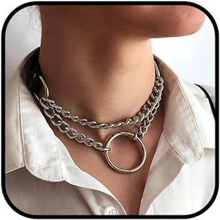 Edgy CLOACE Punk Leather Choker Collar Necklace with Durable Alloy Chain, Ideal for Women's Gothic, Punk or Emo Outfits