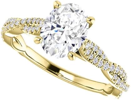 Women's Oval Cut Moissanite and Salt & Pepper Diamond Engagement Ring in Yellow Gold, Size 3 - Sophisticated Handmade Statement Piece