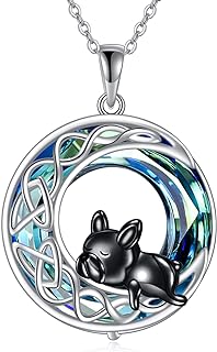 French Bulldog Necklace 925 Sterling Silver Heart Pendant Jewelry Gifts for Women Girls (French bulldog) (French Bulldog-Blue Crystal)