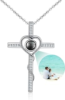 Custom Necklaces with Picture inside, Personalized Necklace for Women, Picture Necklace Personalized Photo, Projection I Love You Necklace 100 Languages, Anniversary Memorial Gift for Her/Women/Couple