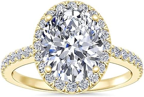 1.48 Carat Moissanite Oval Halo Engagement Ring for Women in 925 Sterling Silver or Solid Gold - Emerald, Round, Pear, Princess Shape Design