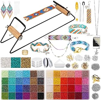 PP OPOUNT Value Bead Loom Kit, 27688 PCS Beading Supplies with 48 Color 3 mm Seed Beads, Beading Loom Kits for Adults Jewelry Making, Bracelets Belts, Earrings Belts