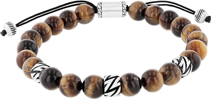 Mens Stainless Steel Bolo Bead Bracelets - Adjustable Hypoallergenic - Choice of Color styles and sizes