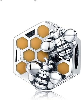 CHTLOR Bee Honeycomb Charm Beads 925 Sterling Silver Beads Fit for European Charm Bracelet