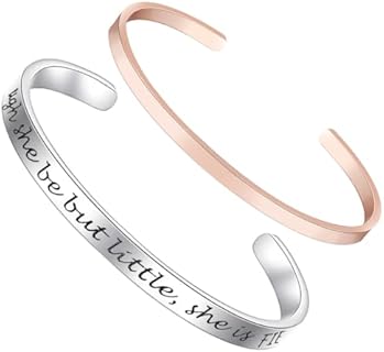 Buckle-Clasp Initial Cuff Bracelet With Box Chain For Women - Inspirational Stainless Steel Jewelry With Motivational Engraving Design