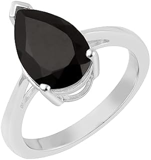 925 Sterling Silver 3.50 CT Pear Cut Black Spinel Solitaire Women Engagement Ring Wedding Band Promise Anniversary Ring