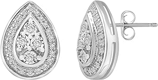 Timeless Love 1/7 cttw Diamond Pear Shaped Stud Earring set in Sterling Silver - Luxury Handcrafted Jewelry for Women
