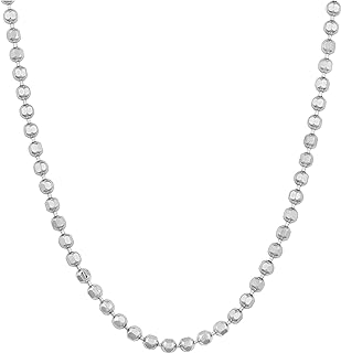 Kooljewelry Sterling Silver 1.7 mm Diamond-cut Bead Ball Chain Necklace