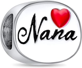 Rhodium-Plated-Silver Red Heart Charm Bracelet for Grandma, Nana, & God Mother with 'I Love Mee-Maw' Bead Design - Ideal for Grandmother & Women