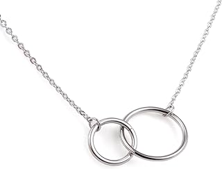 Jude Jewelers Stainless Steel Interlocking Karma Charm Necklace with Lobster Clasp and Box Chain for Women - Elegant Design